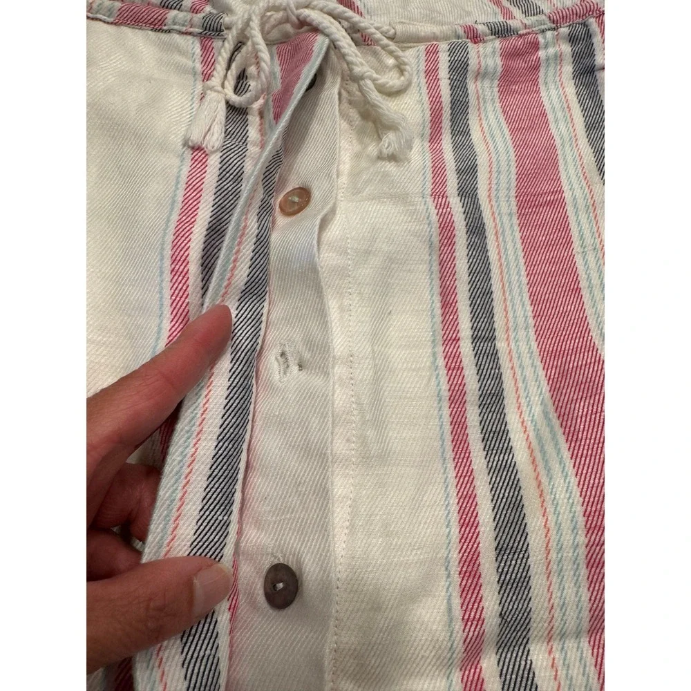 Cupcakes and Cashmere Striped Mini Skirt Drawstring Pockets Small Pink White